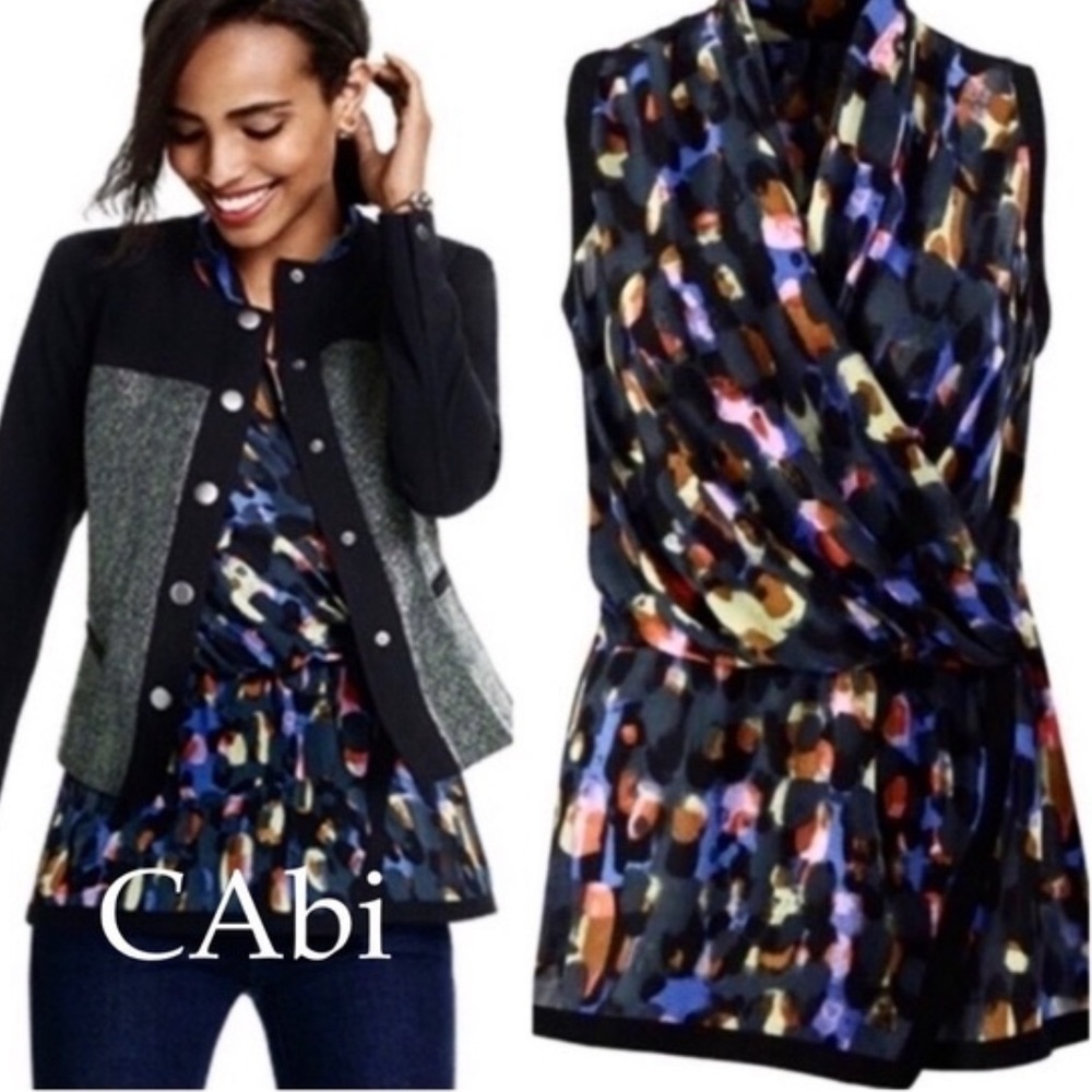 CAbi Multicolor Abstract Blouse
